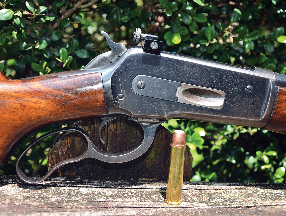 Rebarreled by Harry Gowen, the 22-inch barrel of Layne’s Winchester Model 71 has a 1:20 twist. The rifle weighs 9.25 pounds.